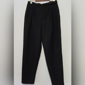 Rodier Paris women's vintage black neutral wool high waist pleated trousers